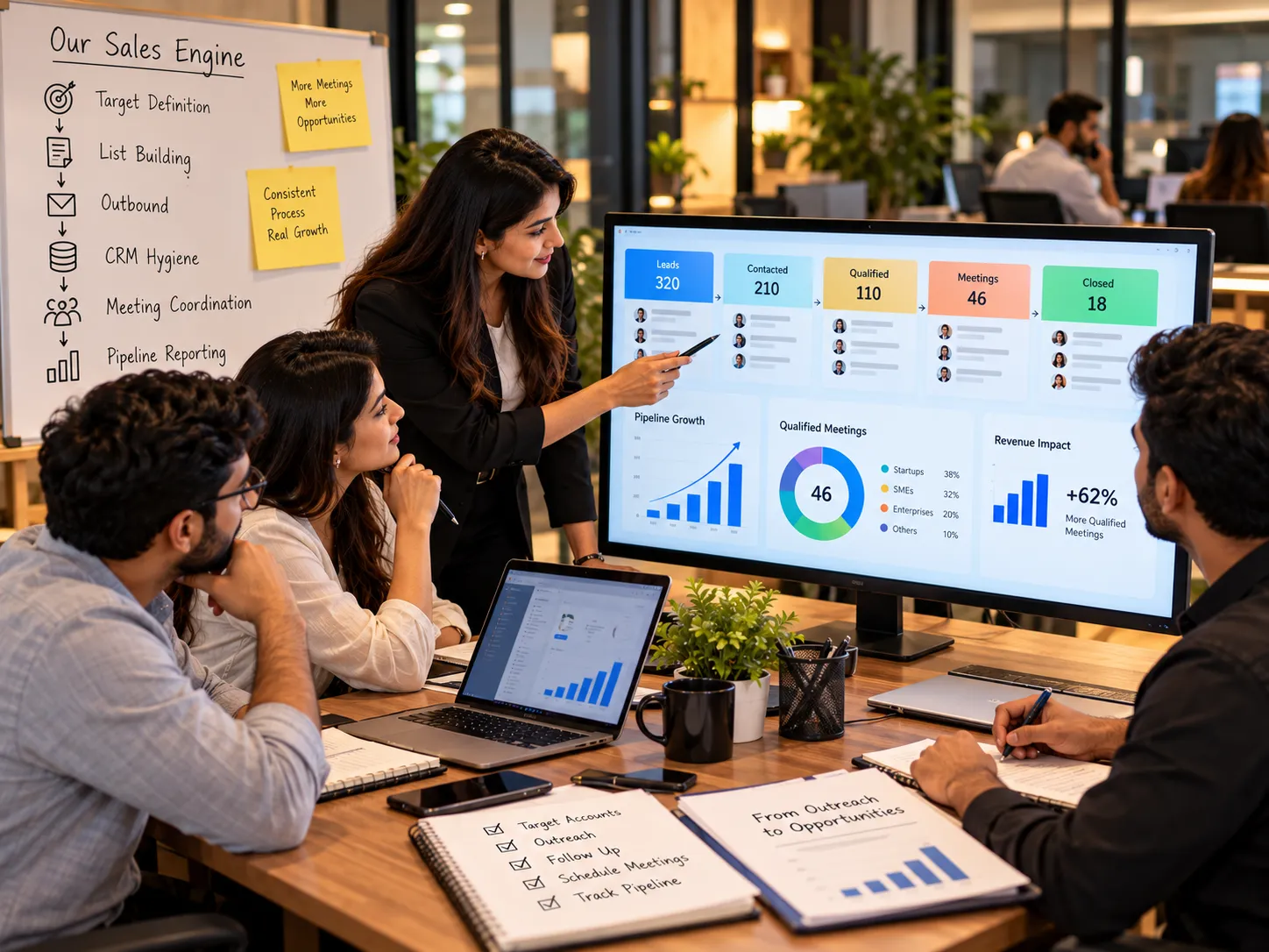 Sales and business development team in a meeting